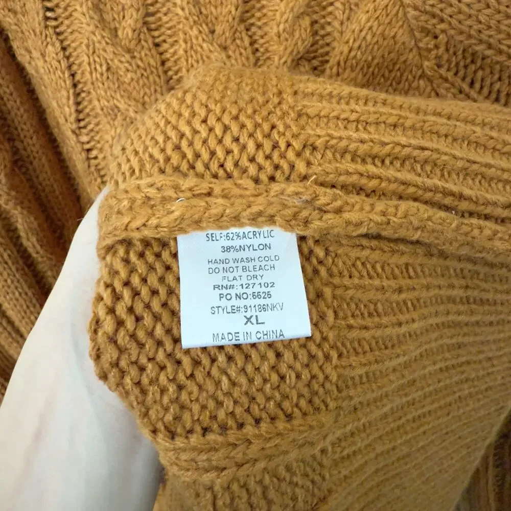 [Skylar Rose] VICI Once Upon A Fall Chunky Cable Knit Turtleneck Sweater NWT XL